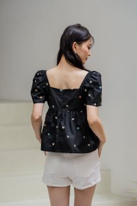 Sloanne Embroidered Sweetheart Top In Black (XS)
