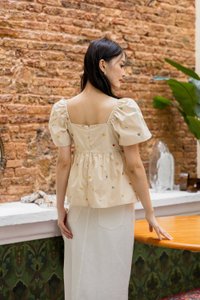 Sloanne Embroidered Sweetheart Top In Cream (XS)