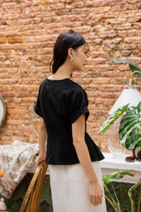 Fion Faux Wrap Top In Black (XS)
