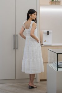 Spenser Eyelet Tiered Midi Dress In White
