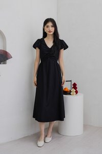 Tabitha Empire Waist Midi Dress In Black (XS)