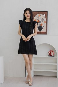 Ruth Eyelet Ruffles Sleeve Dress In Black (XS)