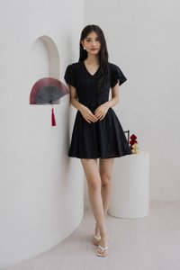 Vita Eyelet V-Neck Dress In Black (XS)