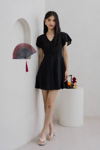 Vita Eyelet V-Neck Dress In Black (XS)