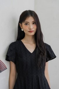 Vita Eyelet V-Neck Dress In Black (XS)