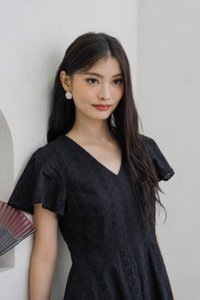 Vita Eyelet V-Neck Dress In Black (XS)