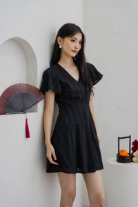 Vita Eyelet V-Neck Dress In Black (XS)