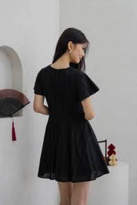 Vita Eyelet V-Neck Dress In Black (XS)