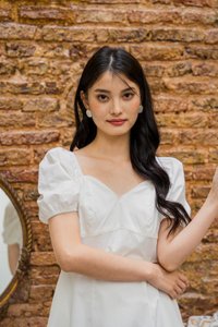 Leighton Empire Waist Lace Hem Dress In White