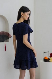 Willa Eyelet Empire Waist Dress In Navy (XS)