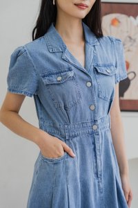 Siara Denim Pleated Shirt Dress (XXL)