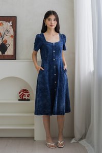 Sterling Denim Silver Button Midi Dress (XS)