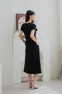 Stallon Striped Midi Dress In Black