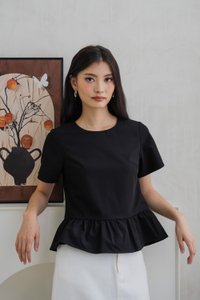 Robinson Ruffle Hem Blouse In Black