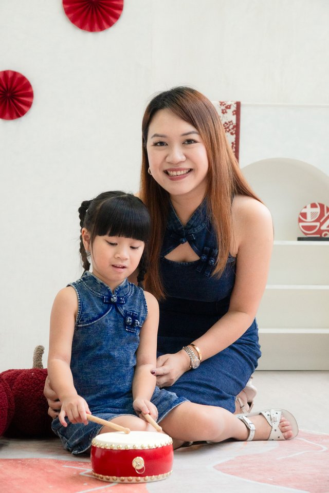 Quincy Denim Qipao Kids Dress