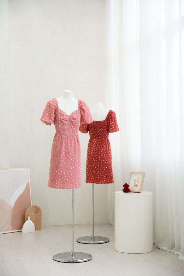 Lovey Sweetheart Dress In Red