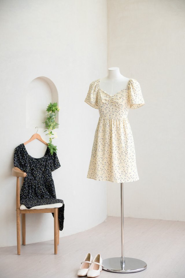 Flounce Sweetheart Dress In Cream