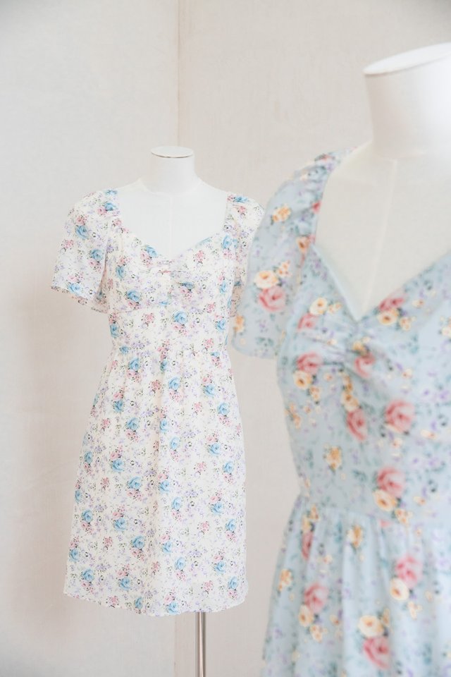 Winnie Floral Sweetheart Dress In White