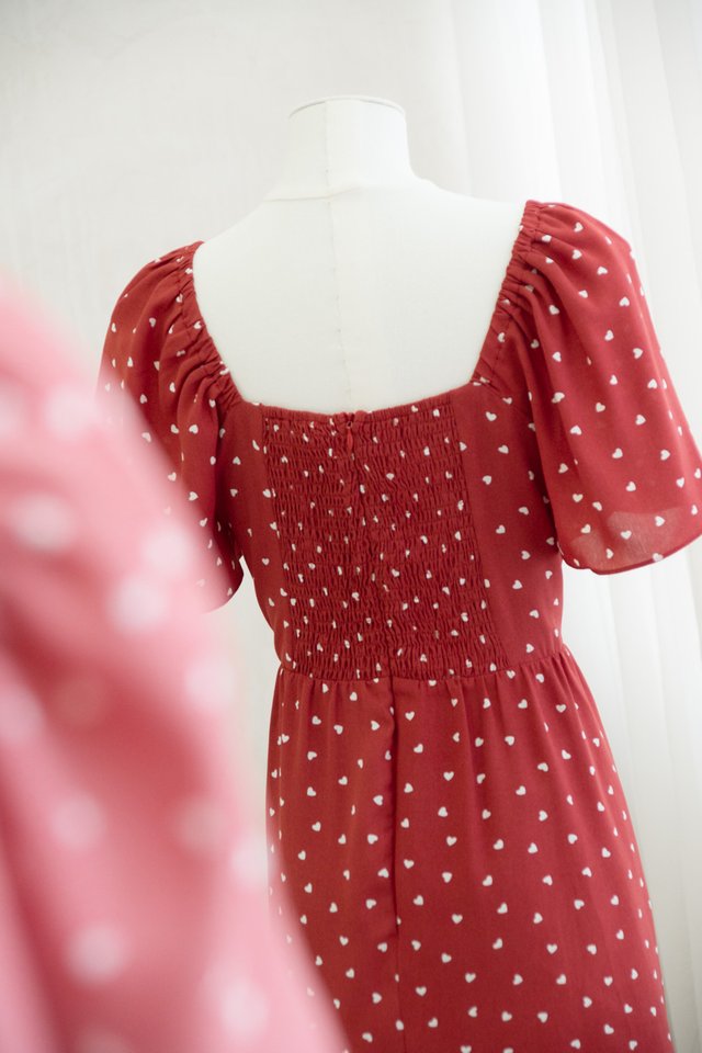 Lovey Sweetheart Dress In Red