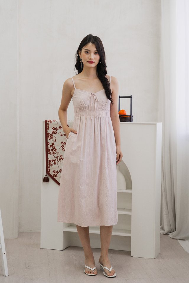 Effy Eyelet Camisole Midi Dress In Light Pink
