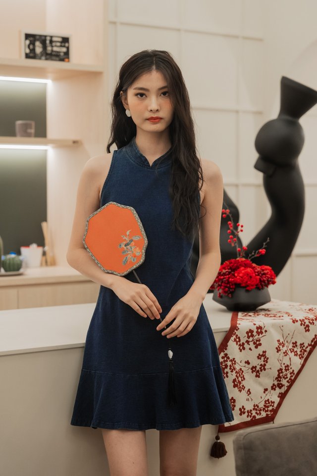 Mel Denim Mandarin Collar Dress