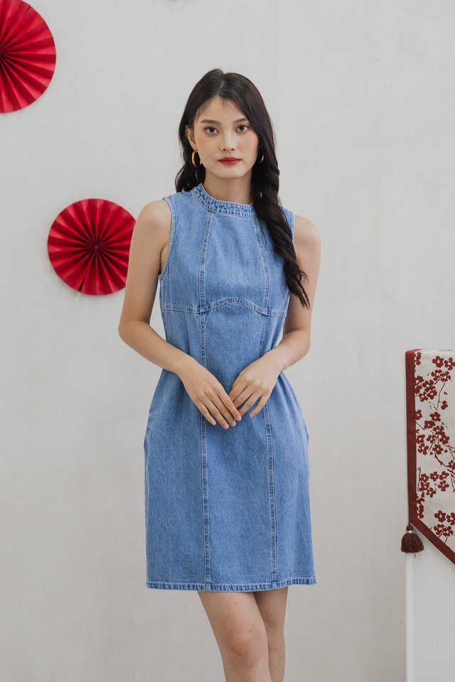 Shilloh Denim Panelled Shift Dress