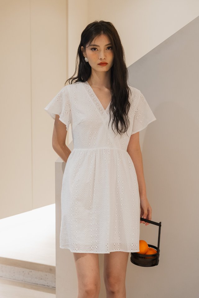 Edena Eyelet Dress In White