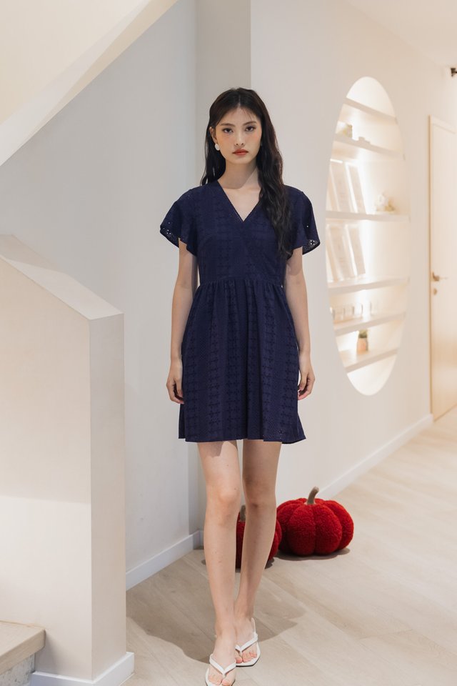 Edena Eyelet Dress In Navy