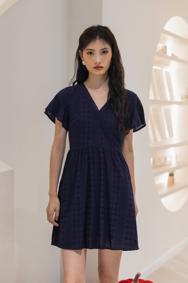 Edena Eyelet Dress In Navy