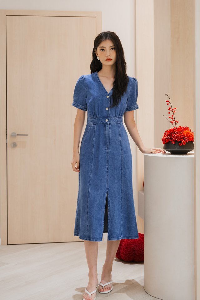 Melissa Denim Button Midi Dress