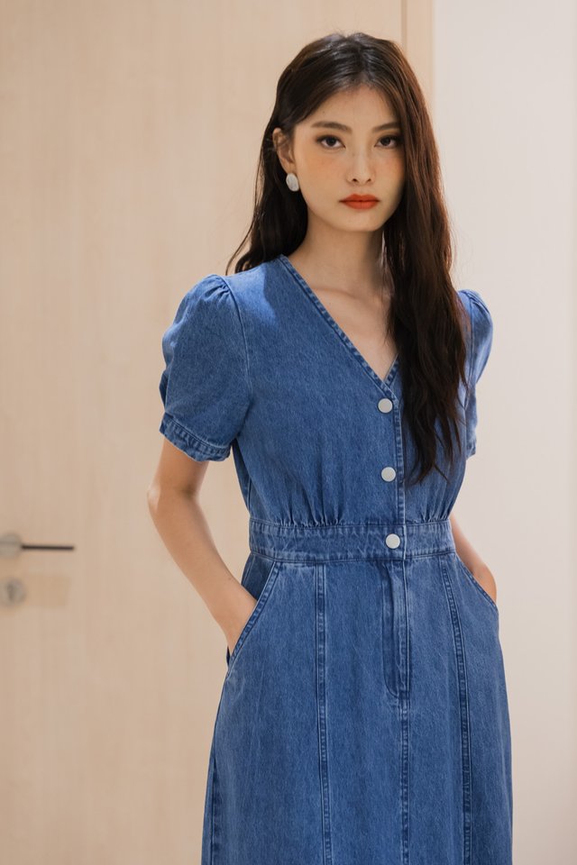 Melissa Denim Button Midi Dress