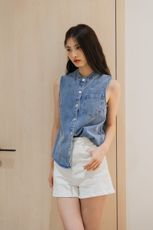 Venda Denim Mandarin Collar Shirt