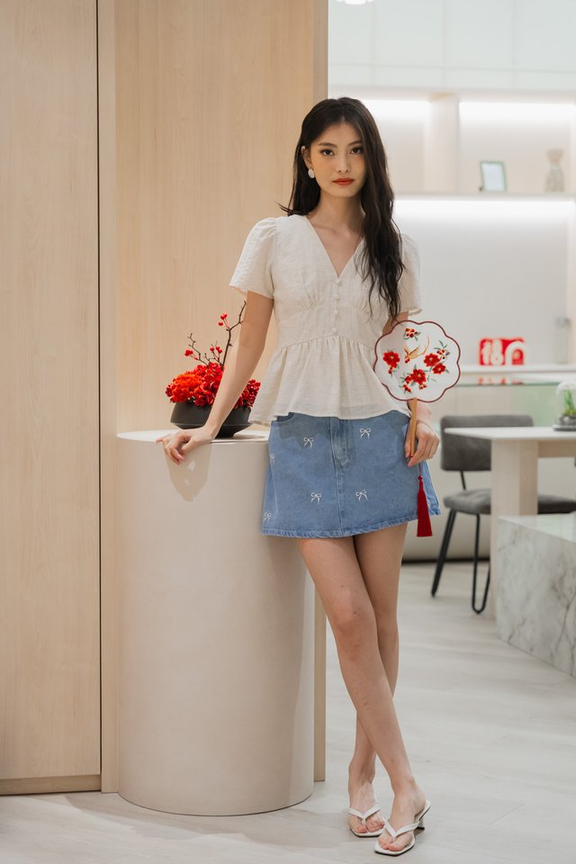 Winter Empire Waist Top In Oat