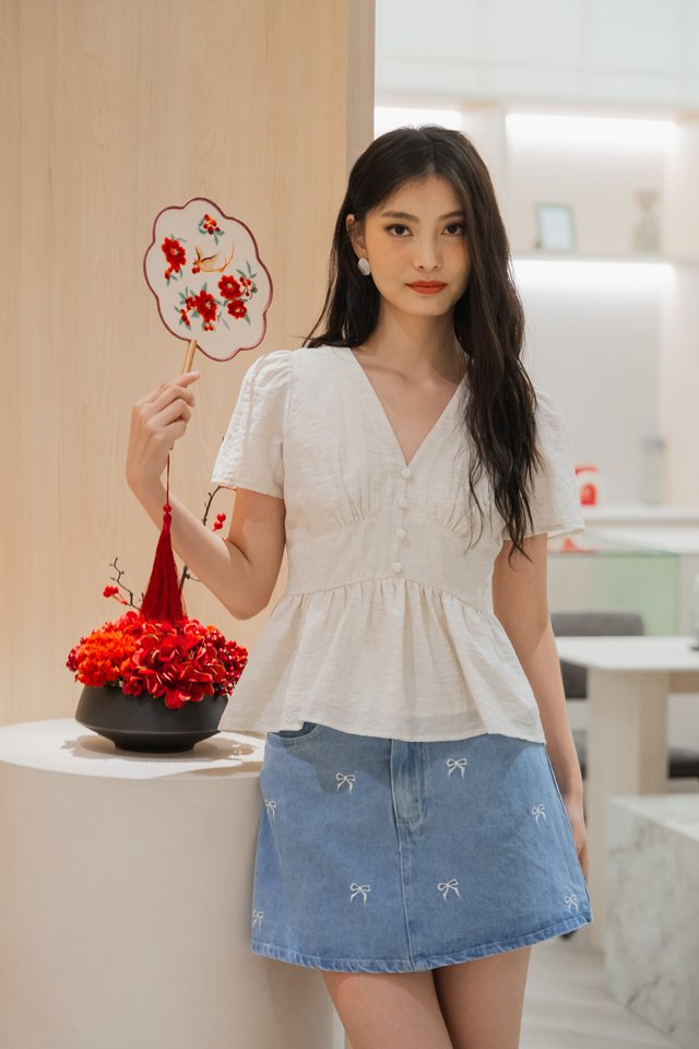 Winter Empire Waist Top In Oat