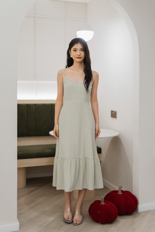 Tinsley Textured Camisole Midi Dress In Sage