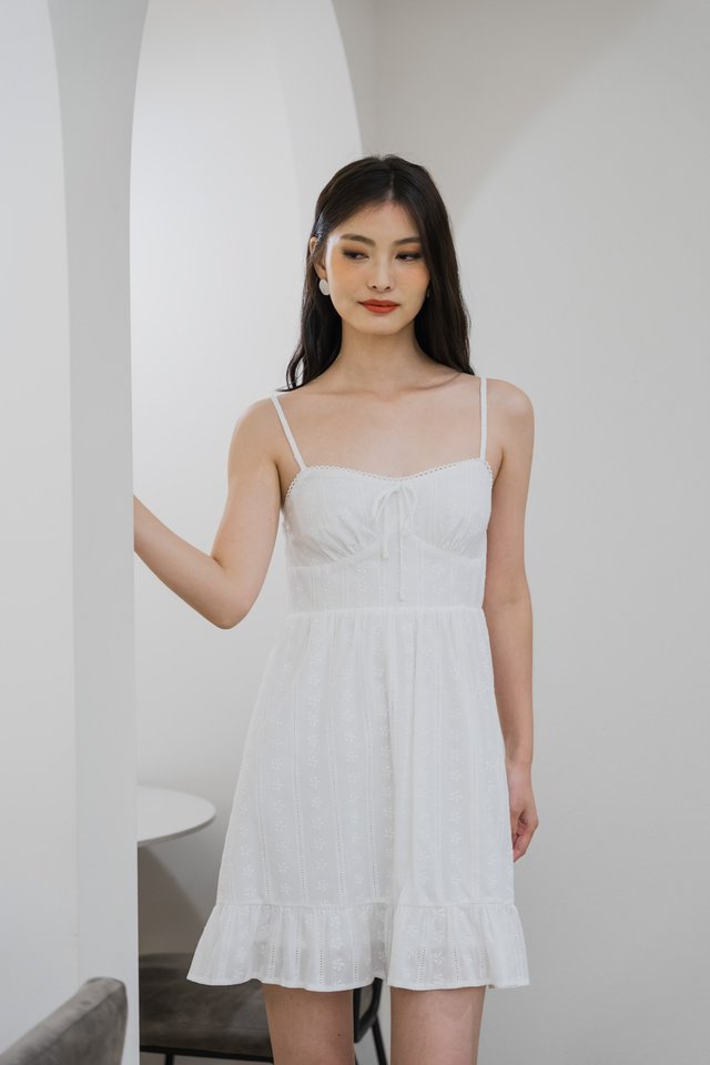 Coastal Eyelet Camisole Dress In White