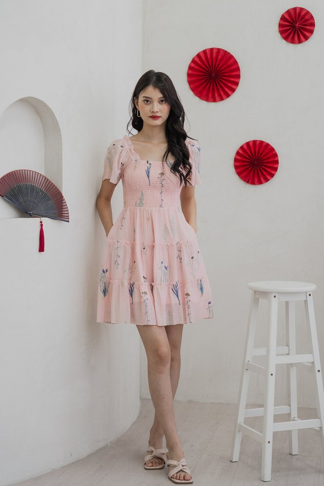 Trixie Smocked Embroidery Dress In Pink