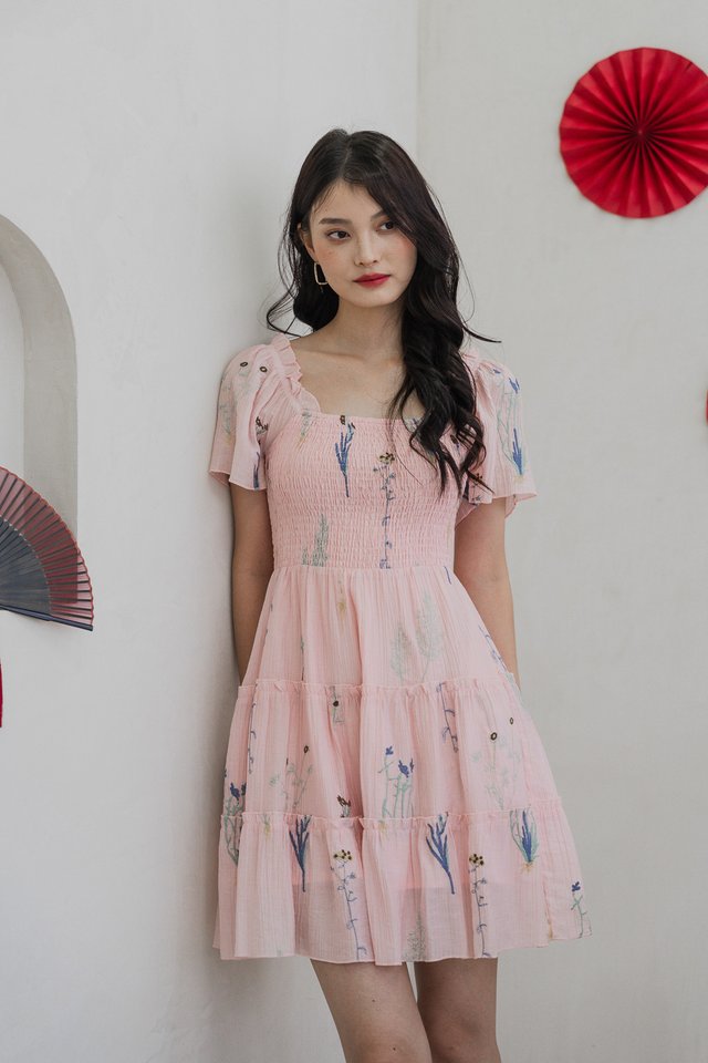 Trixie Smocked Embroidery Dress In Pink