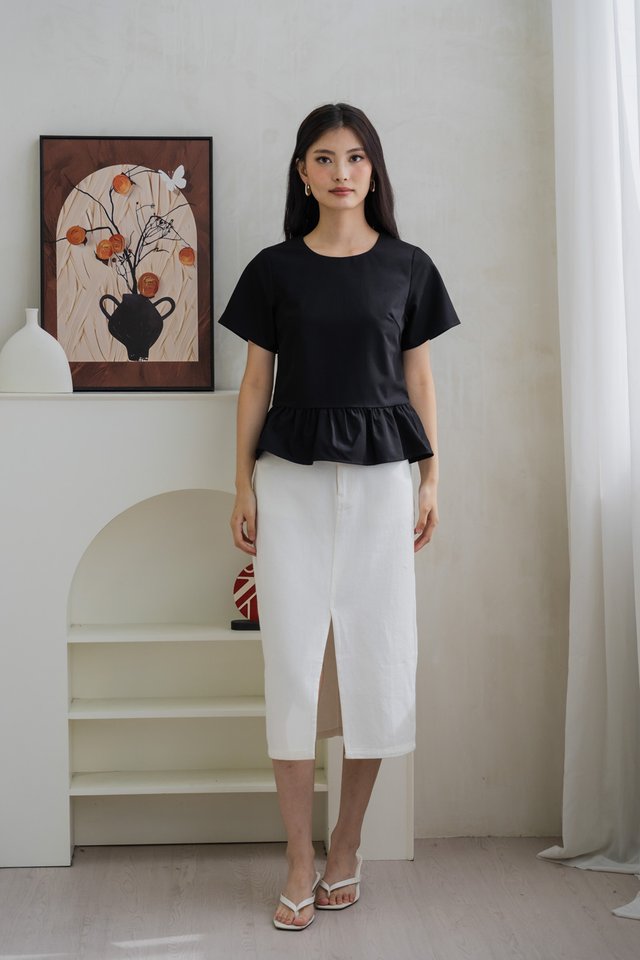 Robinson Ruffle Hem Blouse In Black