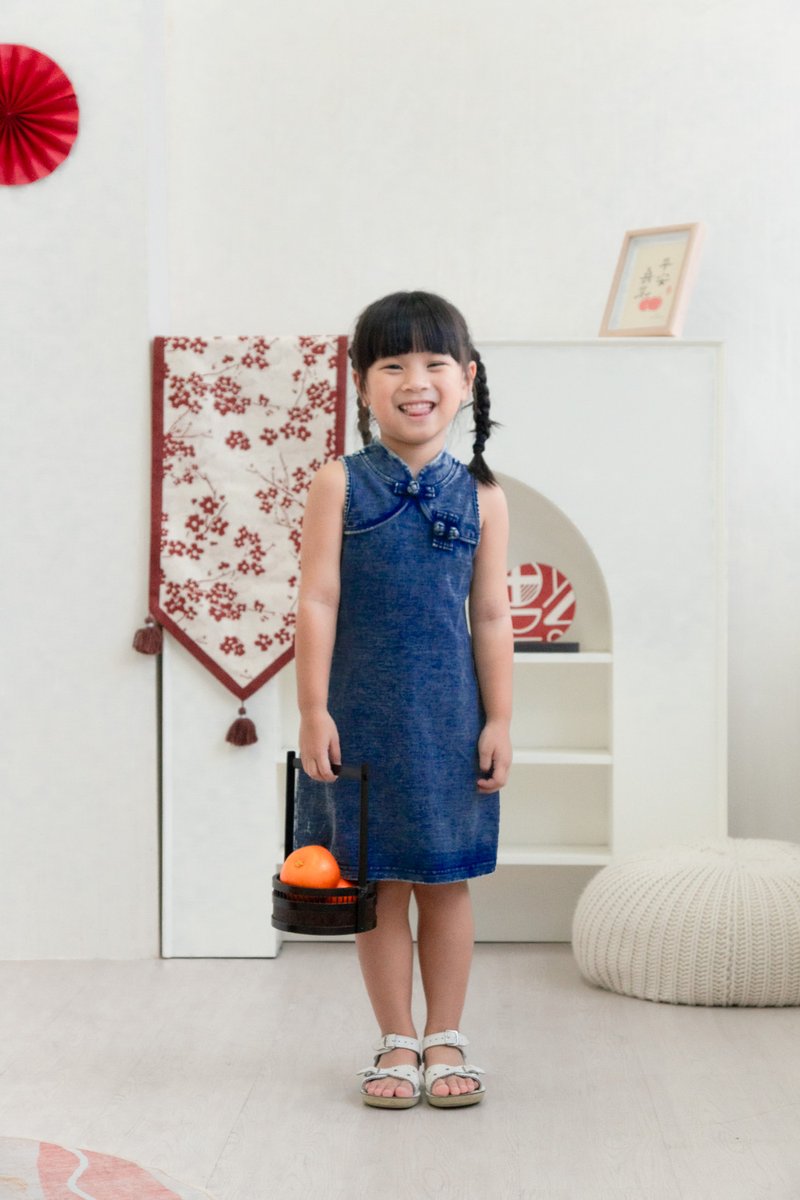 Quincy Denim Qipao Kids Dress