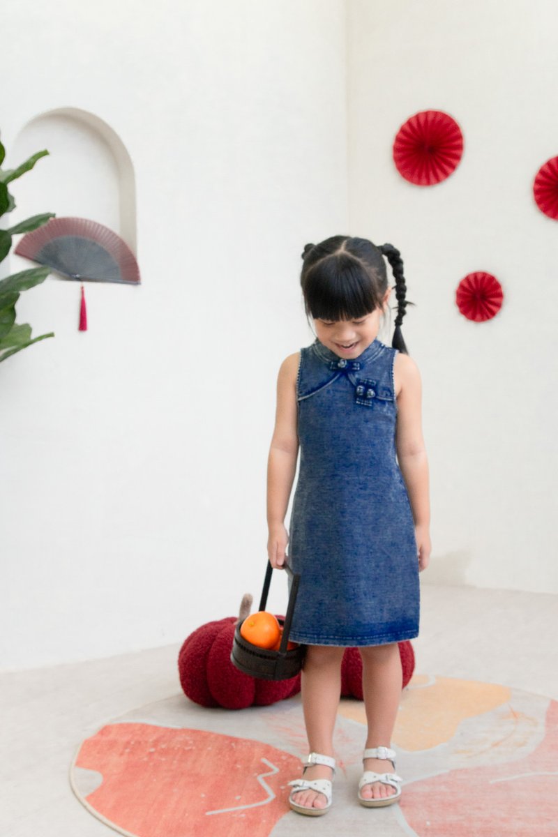 Quincy Denim Qipao Kids Dress