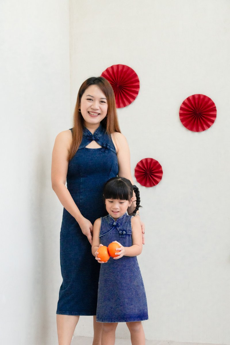 Quincy Denim Qipao Kids Dress