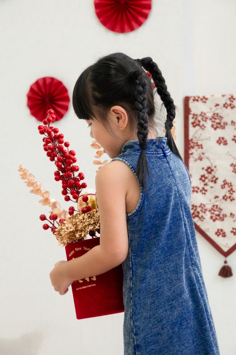 Quincy Denim Qipao Kids Dress