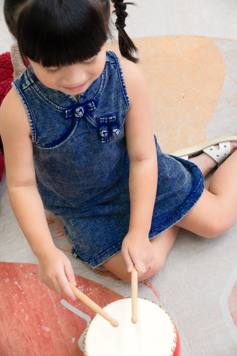 Quincy Denim Qipao Kids Dress