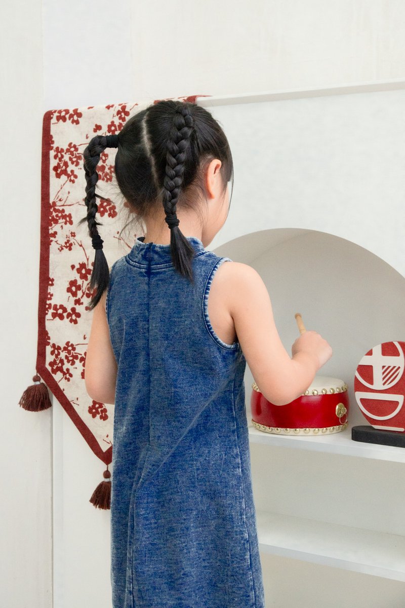 Quincy Denim Qipao Kids Dress