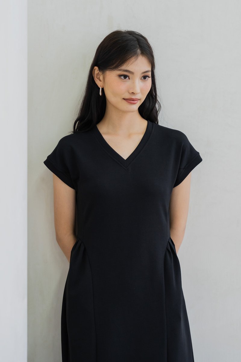 Monroe Cotton Midi Dress In Black (XS)