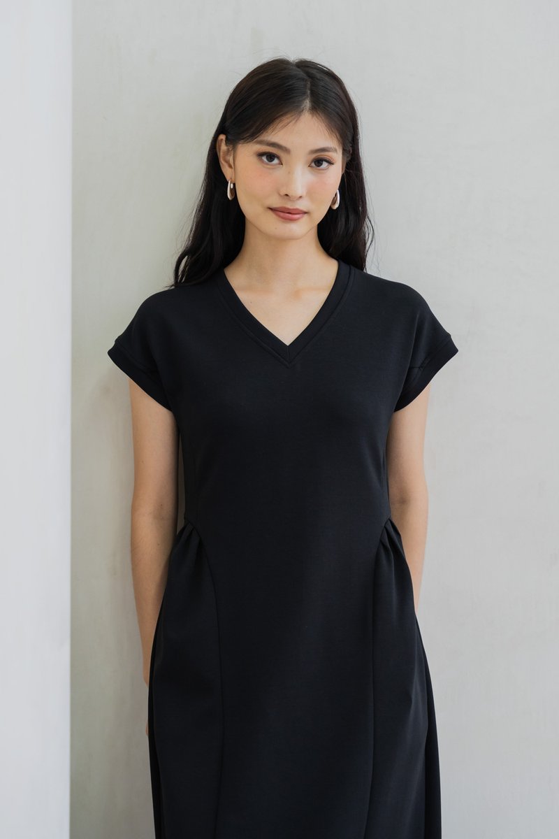 Monroe Cotton Midi Dress In Black (XS)