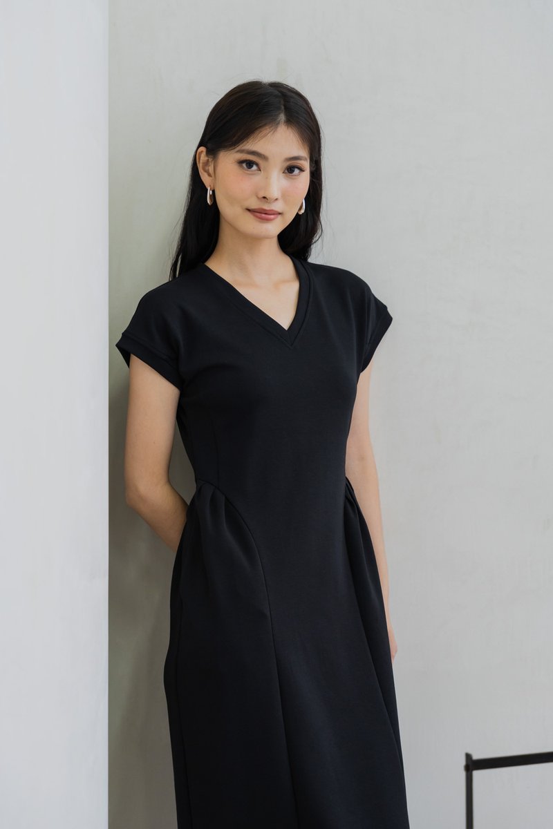 Monroe Cotton Midi Dress In Black (XS)