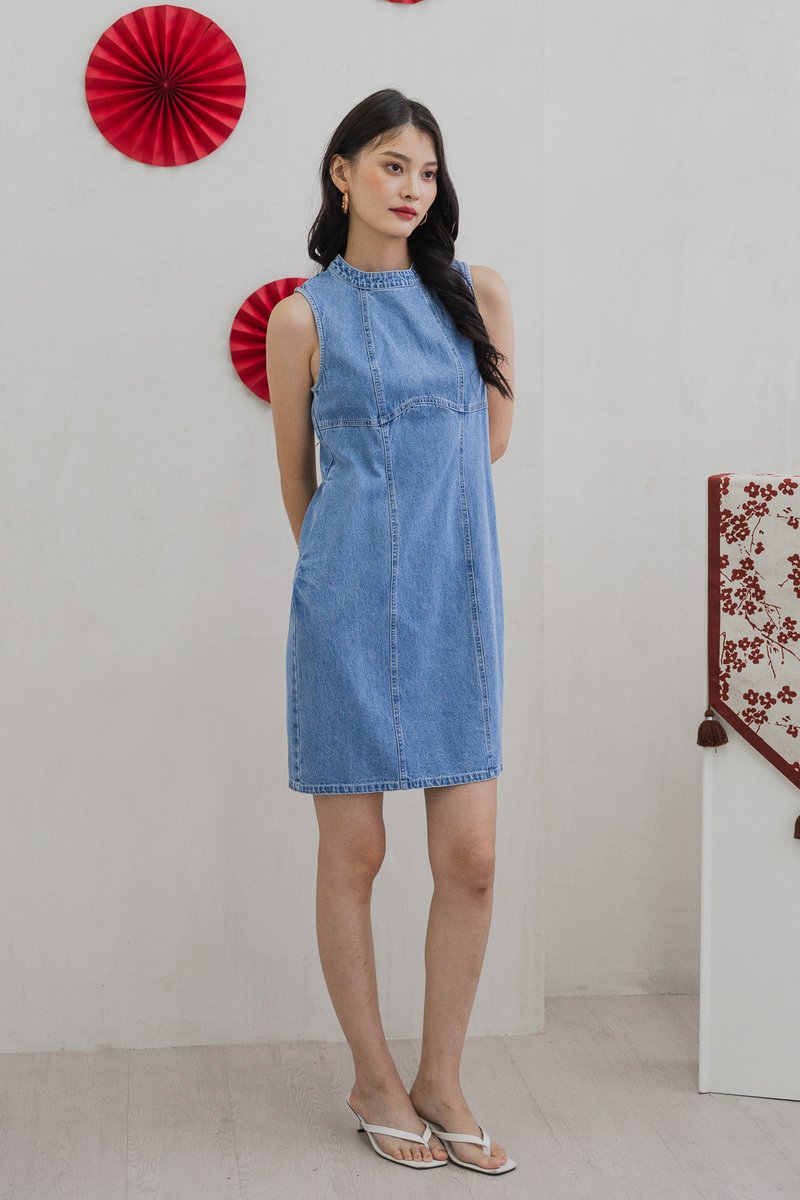 Shilloh Denim Panelled Shift Dress