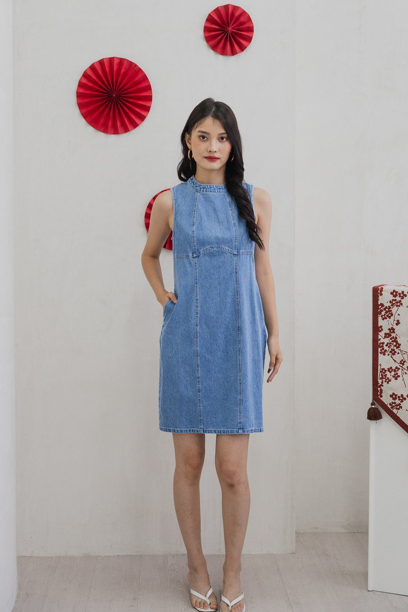 Shilloh Denim Panelled Shift Dress
